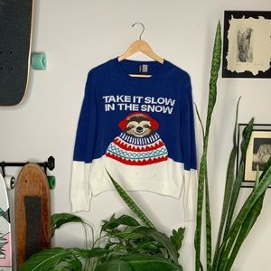Sloth Christmas Sweater M